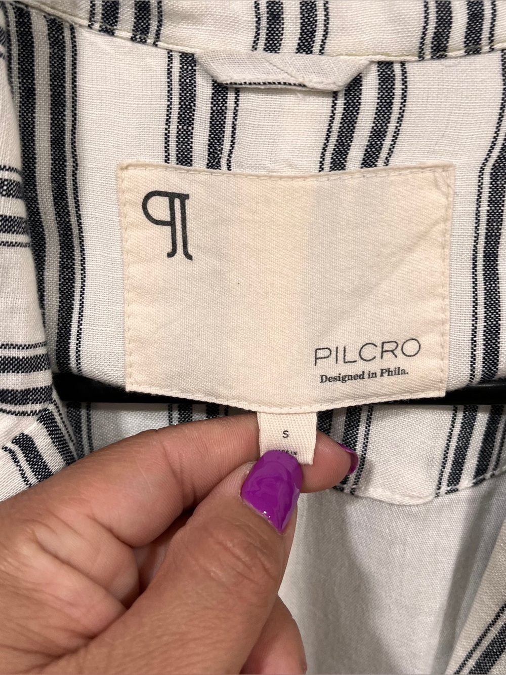 Anthropologie Pilcro Dolman Sleeve Blazer stripe small linen - Picture 4 of 8
